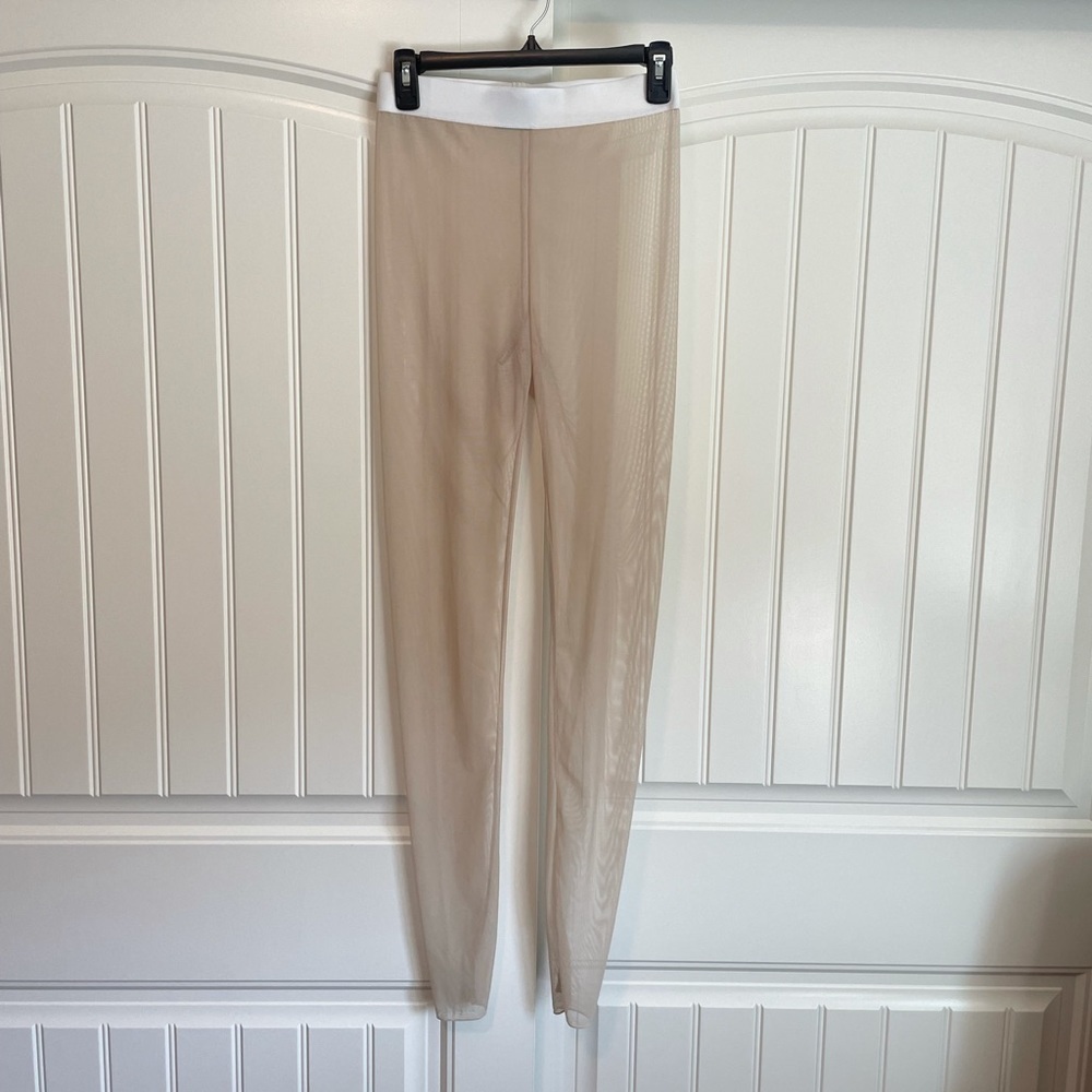 Raquel Allegra Legging in cream stretchy mesh NWOT size small 2/4